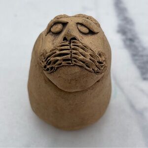 Signed Carolyn Francis Figural Pottery Lidded Jar Portrait Pot Rare